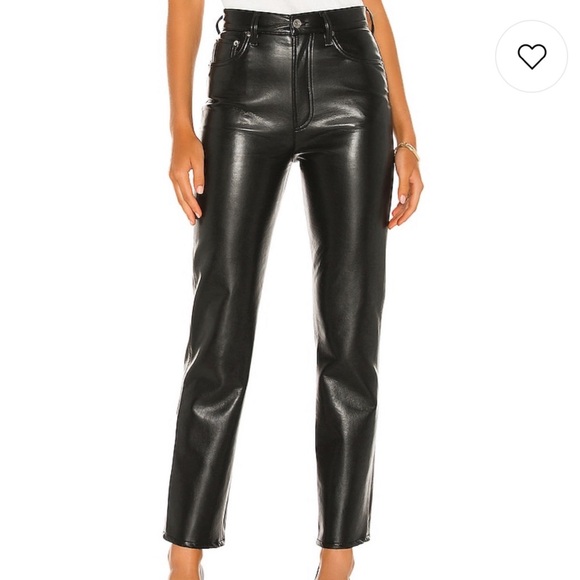 NWT Agolde Black Leather Pants - Picture 1 of 9